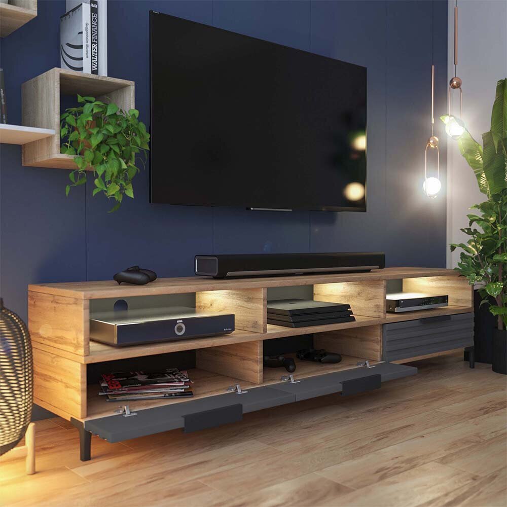 TV-laud Selsey Rikke 3D LED, pruun/hall hind ja info | Televiisori alused | hansapost.ee