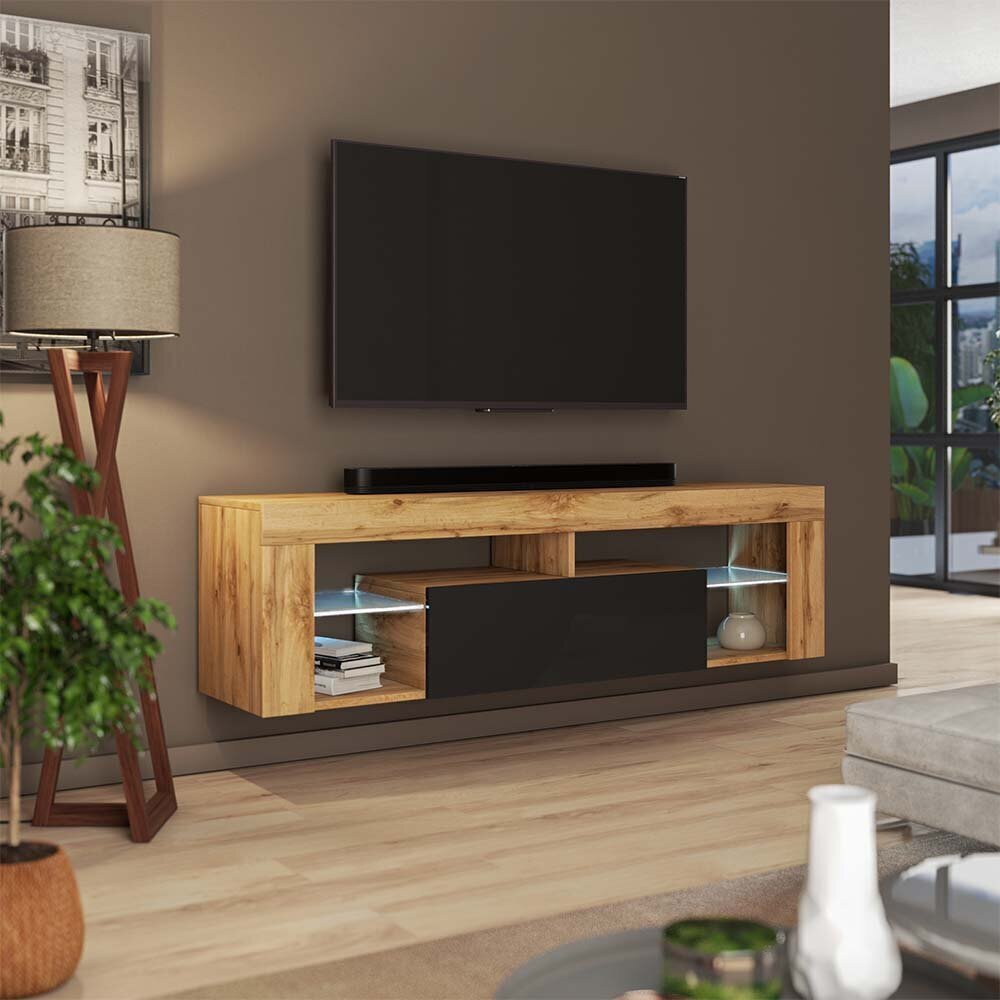 TV-laud Selsey Bianko LED, pruun/must hind ja info | Televiisori alused | hansapost.ee