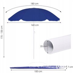 Пляжный / садовой зонт, 180 см, синий цена и информация | Зонты, маркизы, стойки | hansapost.ee