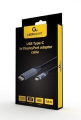 Адаптер видеокабеля Gembird CC-USB3C-DPF-01-6 1,8 м USB Type-C DisplayPort Черный, Серый цена и информация | Кабели и провода | hansapost.ee