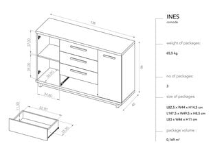 Комод BSL Concept Ines, 135x40x90 см, коричневый цена и информация | BSL Concept Мебель и домашний интерьер | hansapost.ee