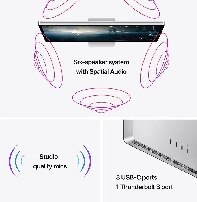 Apple Studio Display - Standard Glass - VESA Mount Adapter (Stand not included) - MMYQ3Z/A цена и информация | Monitorid | hansapost.ee