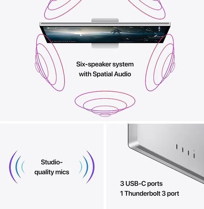 Apple Studio Display - Standard Glass - Tilt- and Height-Adjustable Stand - MK0Q3Z/A hind ja info | Monitorid | hansapost.ee