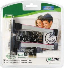 InLine 2x Serial 9pin / PCI-E (76619C) цена и информация | InLine Компьютерные компоненты | hansapost.ee