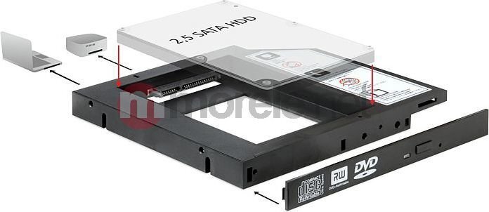 Delock Slim SATA 5,25″ (13mm) kinnitusraam 1 x 2,5″ SATA kõvakettale kuni 9,5 mm (61993) hind ja info | Arvutikomponentide tarvikud | hansapost.ee