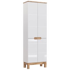 Vannitoakapp Hakano Fargo, 60x187 cm, valge/pruun цена и информация | Шкафчики для ванной | hansapost.ee