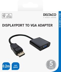 Deltaco 00110027, DP/VGA, 0.2 м цена и информация | Кабели и провода | hansapost.ee