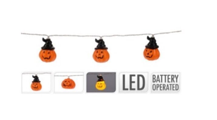 Halloweeni valguskett Pumpkin, 10LED цена и информация | Peokaunistused ja dekoratsioonid | hansapost.ee