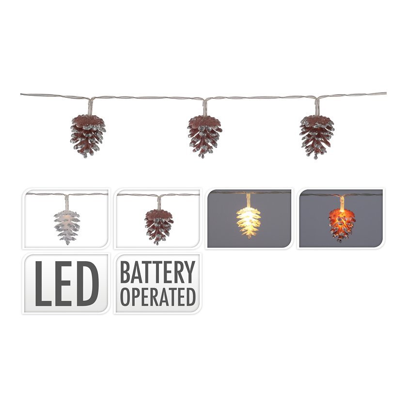 Valguskett Glitter Pinecone, 10 LED цена и информация | Jõulutuled | hansapost.ee