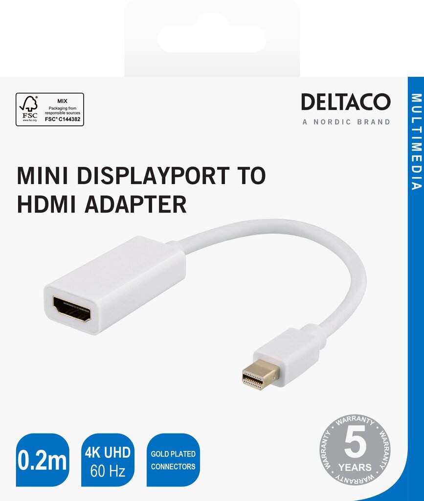 Deltaco 00110025, Mini DP/HDMI, 0.2 m цена и информация | USB adapterid ja jagajad | hansapost.ee