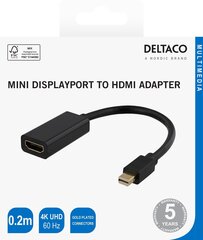 Deltaco 00110024, HDMI/Mini DP, 0.2 m hind ja info | USB adapterid ja jagajad | hansapost.ee