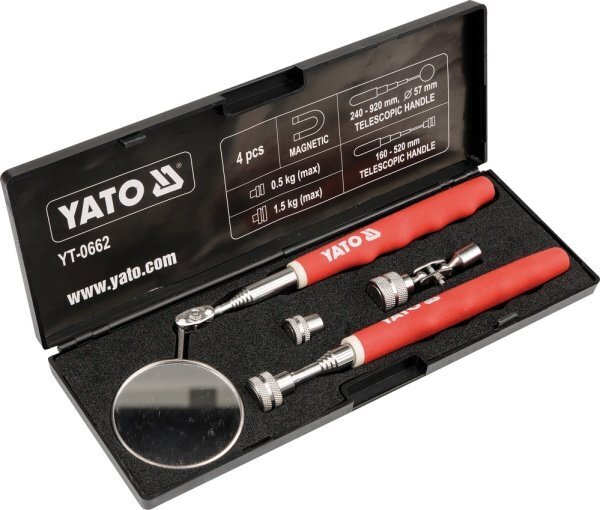 Väljatõmmatavad magnetid ja peeglikomplekt Yato YT-0662, 4-osaline hind ja info | Käsitööriistad | hansapost.ee