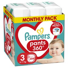 Püksmähkmed Pampers Pants Monthly, suurus 3, 204 tk цена и информация | Пеленки | hansapost.ee