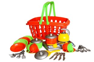Набор игрушечной посуды с корзиной цена и информация | Игрушки для девочек | hansapost.ee