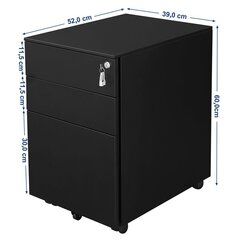 Шкафчик на колесиках Songmics 60 см, черный цена и информация | Шкафчики в гостиную | hansapost.ee