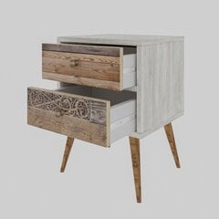 Ночной столик Kalune Design Malmo, белый/коричневый цена и информация | Прикроватные тумбочки | hansapost.ee
