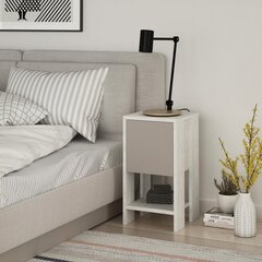 Ночной столик Kalune Design 776 (I), 55 см, белый/светло-коричневый цена и информация | Прикроватные тумбочки | hansapost.ee