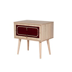 Ночной столик Kalune Design 869, 61 см, красный/дуб цена и информация | Ночные шкафы | hansapost.ee
