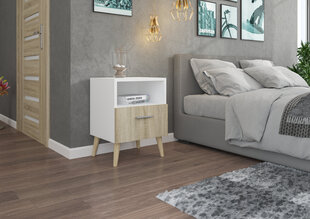 Ночная тумбочка ADRK Furniture Logan 11, белый/дубовый цвет цена и информация | Ночные шкафы | hansapost.ee