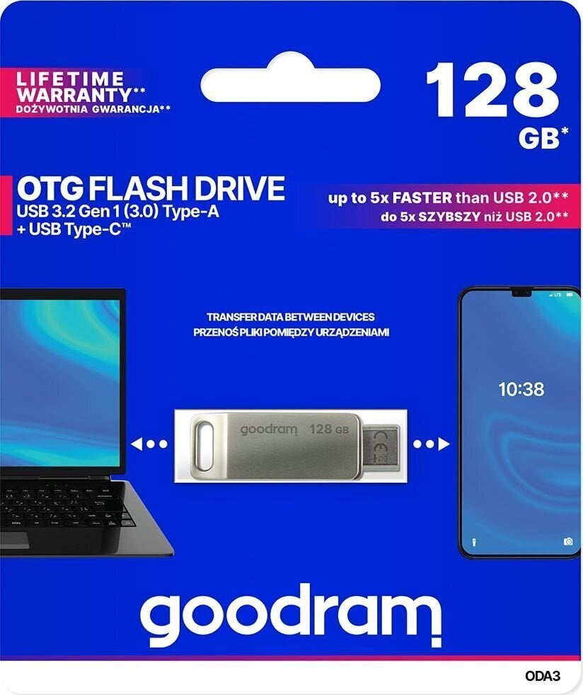 GoodRam ODA3-1280S0R11, 128 GB, USB 3.2 hind ja info | Mälupulgad | hansapost.ee