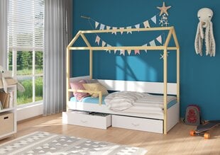 Voodi ADRK Furniture Otello 80x180 cm küljekaitsega, valge/helepruun цена и информация | Детские кровати | hansapost.ee