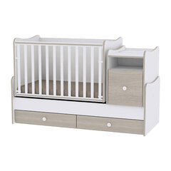 Растущая детская кроватка с комодом Lorelli Trend Plus New, 110x62, белая/светло-коричневая цена и информация | Детские кроватки | hansapost.ee