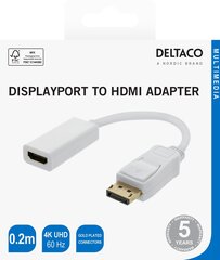 Deltaco 00110023, DP/HDMI, 0.2 m hind ja info | Juhtmed ja kaablid | hansapost.ee