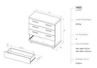 Комод BSL Concept Ines, 90x40x90 см, коричневый цена и информация | BSL Concept Мебель для гостиной | hansapost.ee
