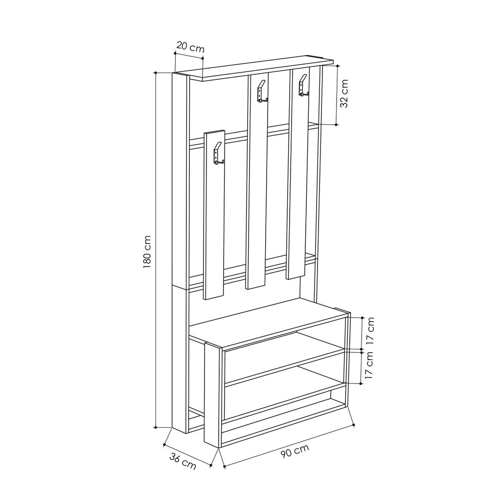 Esikukomplekt Kalune Design 855, 90 cm, valge цена и информация | Esikukomplektid | hansapost.ee