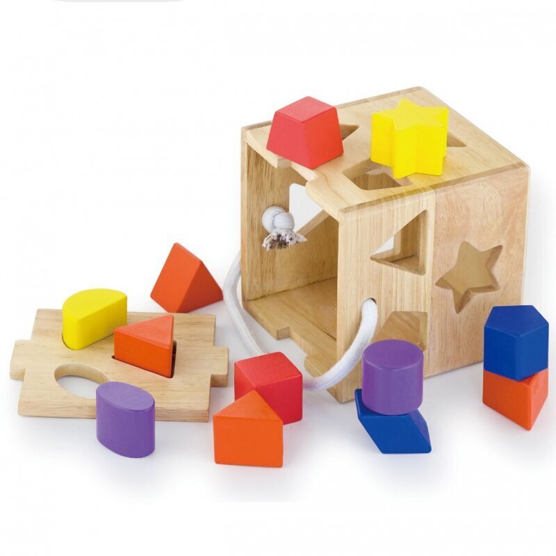 Viga puidukujuline sorteerimisploki kuubik цена и информация | Arendavad laste mänguasjad | hansapost.ee