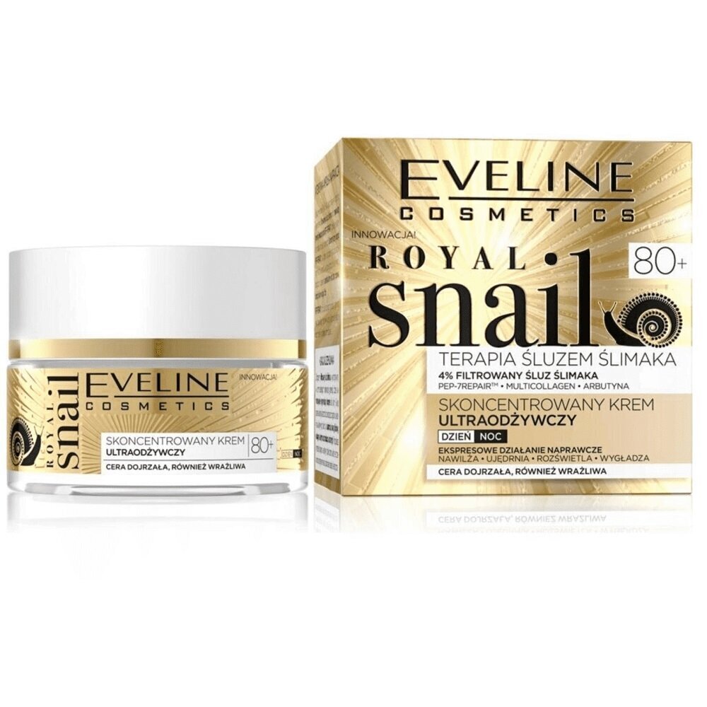 Toitev näokreem küpsele nahale Eveline Royal Snail 80+ 50 ml цена и информация | Näokreemid | hansapost.ee