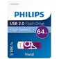 PHILIPS USB 2.0 FLASH DRIVE VIVID EDITION (LILLA) 64GB цена и информация | Mälupulgad | hansapost.ee