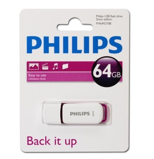 Philips USB 2.0 Mälupulk Snow Edition (violetne) 64 GB hind ja info | Mälupulgad | hansapost.ee