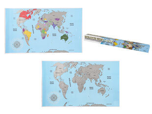Külastatud riikide maailmakaart, 88 x 52cm hind ja info | Maakaardid | hansapost.ee