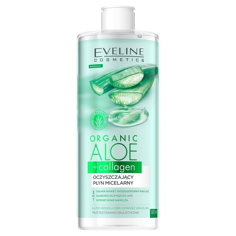 Puhastav mitsellaarvesi Eveline Organic Aloe + Collagen 400 ml цена и информация | Näopuhastusvahendid | hansapost.ee