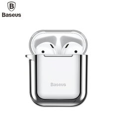 Чехол Baseus Metallic Shining Ultra-thin Silicone Protector Case with Hook for Airpods, Red цена и информация | Амбушюры | hansapost.ee