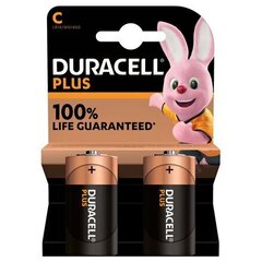 Alkaline C-elemendid Duracell Plus, 2 tk цена и информация | Батарейки | hansapost.ee