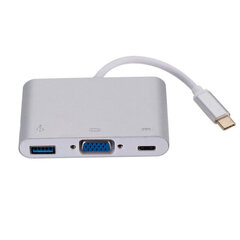 Roger Multimeedia adapter Type-C -> VGA + USB / USB-C, Hõbe hind ja info | USB adapterid ja jagajad | hansapost.ee