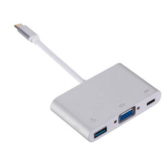 Roger Multimedia Adapter Type-C на VGA + USB / USB-C Серебряный цена и информация | Адаптеры и USB-hub | hansapost.ee