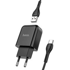 Универсальное зарядное устройство Hoco N2 USB / 5V / 2.4A + USB-C провод, 1 м черное цена и информация | Hoco Телефоны и аксессуары | hansapost.ee