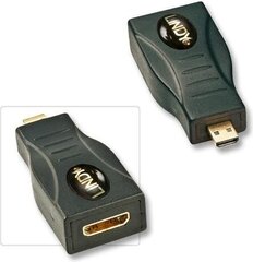 Адаптер AV Lindy HDMI Micro - HDMI Mini (41296) цена и информация | Адаптеры, USB-разветвители | hansapost.ee