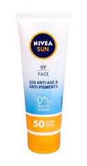 Солнцезащитный крем против старения кожи Nivea Q10 Anti-Age & Anti-Pigments SPF50 50 мл цена и информация | Кремы от загара | hansapost.ee