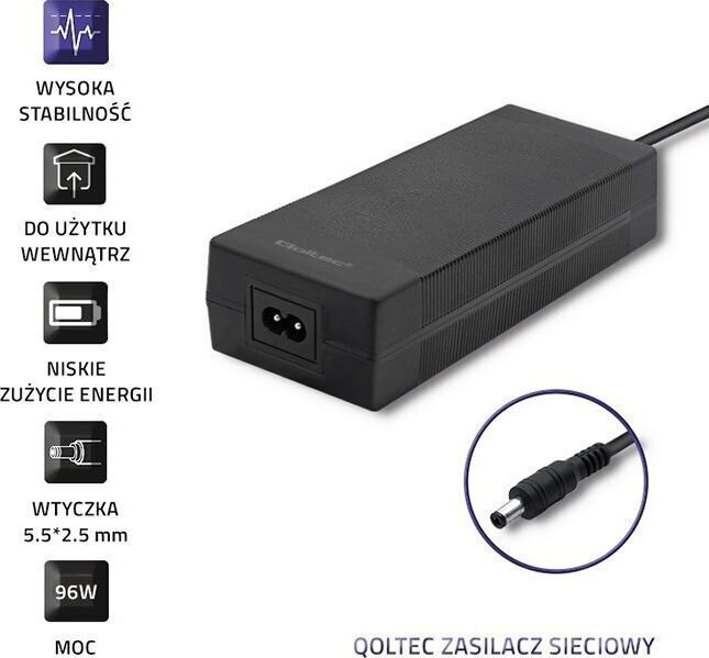 Qoltec 24V, 4A, 96W hind ja info | Sülearvuti laadijad | hansapost.ee