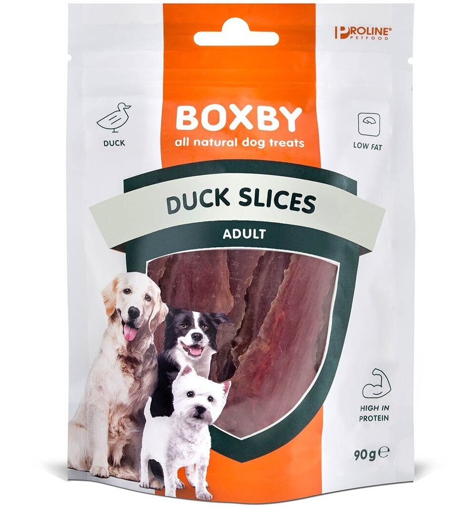 Naturaalne maius koerale Boxby Duck Slices, pardilihaga, 90 g цена и информация | Koerte maiused | hansapost.ee