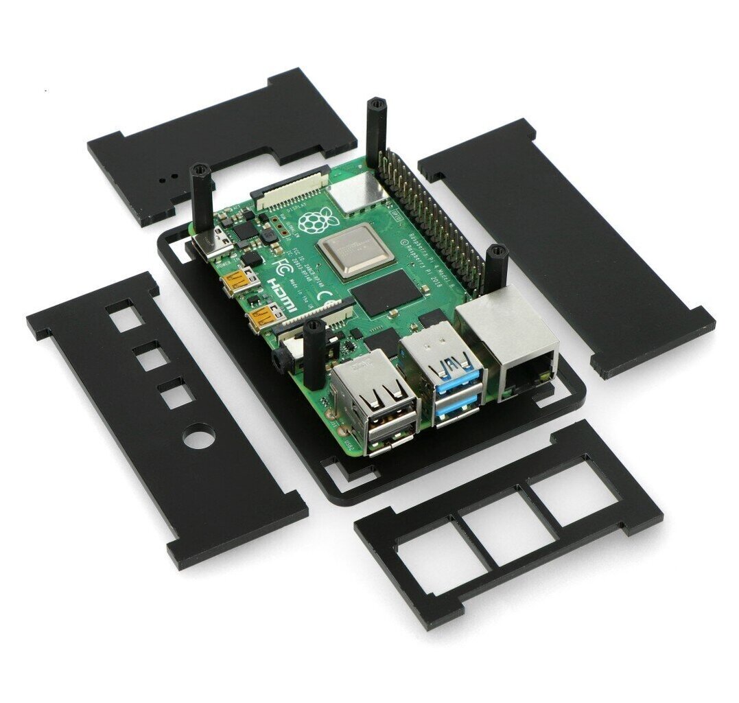 Akrüülist korpus 5V jahutusventilaatoriga sobib Raspberry Pi 4 - must - PiHut TPH-001 hind ja info | Konstruktorid, robootika ja tarvikud | hansapost.ee