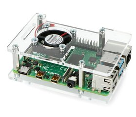 Корпус для Raspberry Pi 4B/3B+/3B/2B, открытый, с вентилятором - прозрачный цена и информация | электроника с открытым кодом | hansapost.ee