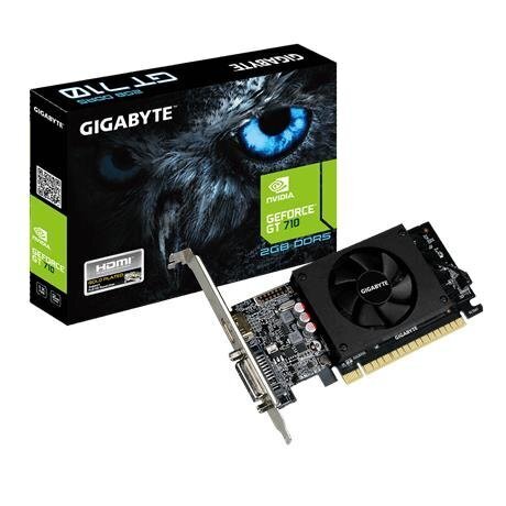 Gigabyte Low Profile NVIDIA, 2 GB, GeForce GT 710, GDDR5, PCI Express 2.0, Cooling type Active, Processor frequency 954 MHz, HDMI ports quantity 1, Memory clock speed 5010 MHz цена и информация | Videokaardid | hansapost.ee