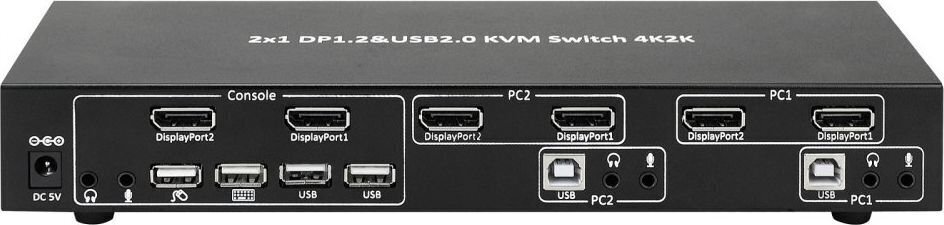 Lüliti Techly DisplayPort/ USB 2x1 Dual Head Video 4K * 30Hz KVM цена и информация | Võrgulülitid | hansapost.ee