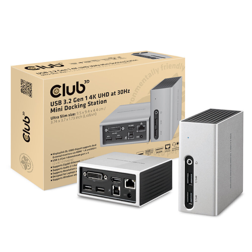 Club 3D Dock USB3.0 Dual GFX 4k Mini цена и информация | Videokaardid | hansapost.ee