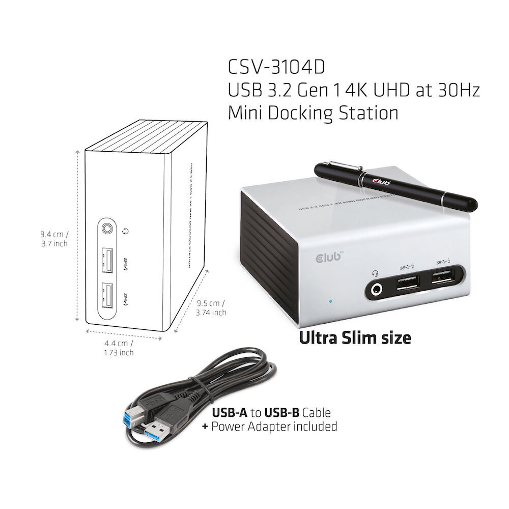 Club 3D Dock USB3.0 Dual GFX 4k Mini hind ja info | Videokaardid | hansapost.ee